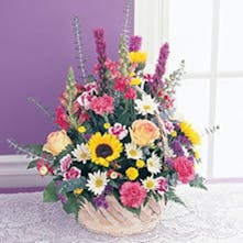 Filled with assorted cut flowers 